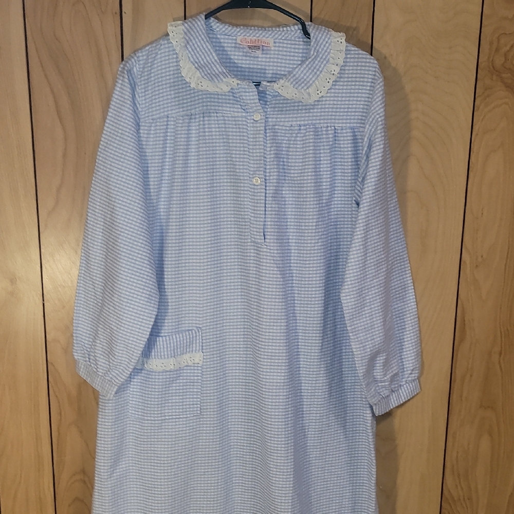 Women's Blue Gingham Nightgown
